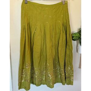 Vintage Persaman NY Vintage Women's Size 8 Green Pleated Beaded Knee Skirt